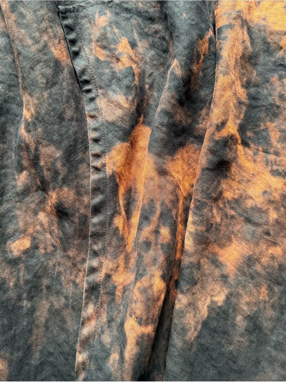 Hand dyed OOAK 100% linen Mantaikotai Wrap Maxi Dress in Black and Brown NWOT - Picture 8 of 9